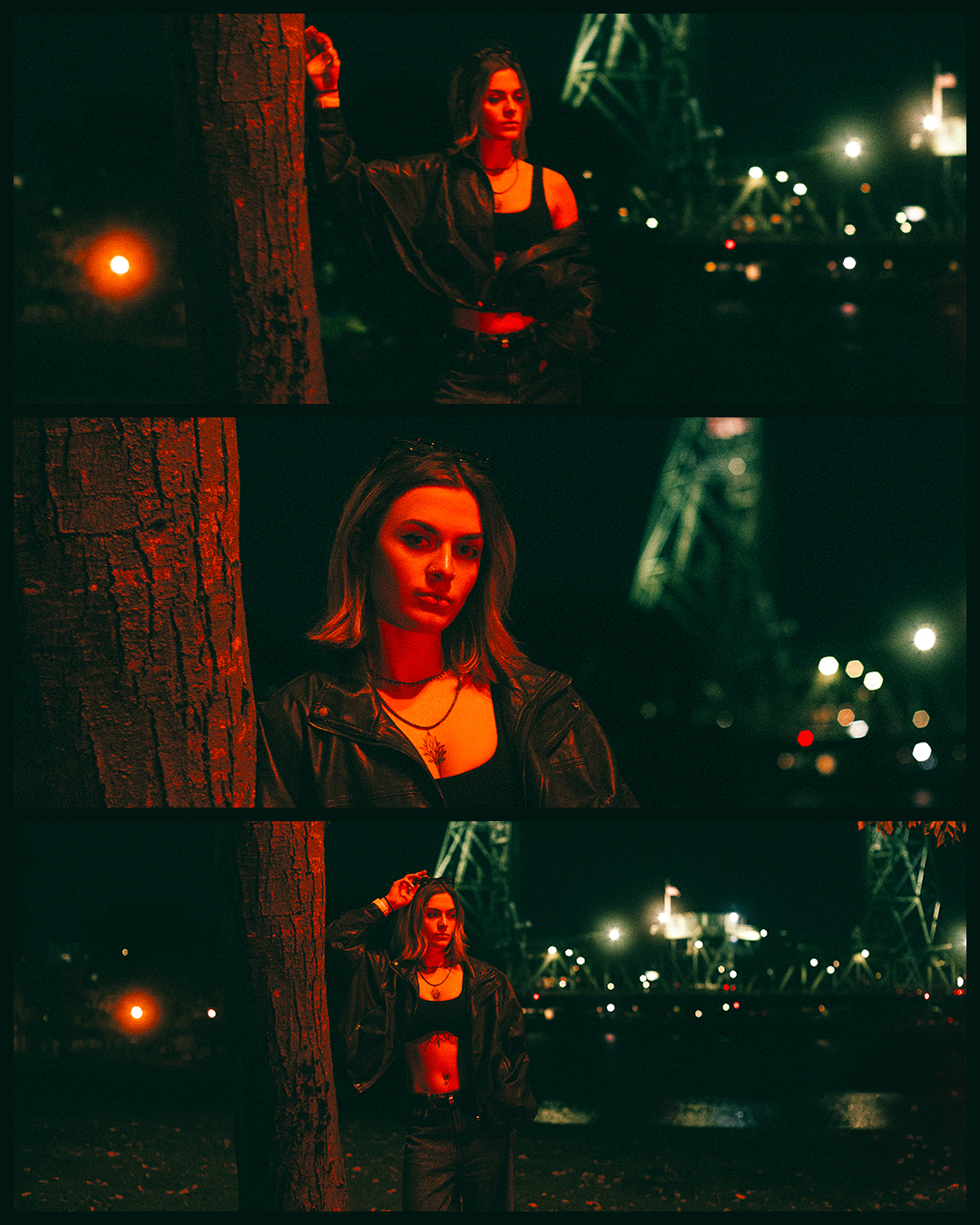 Cinematic Night Portraits in Portland: Red Light, Neon, and Double Exposures — photograph 14 of 20
